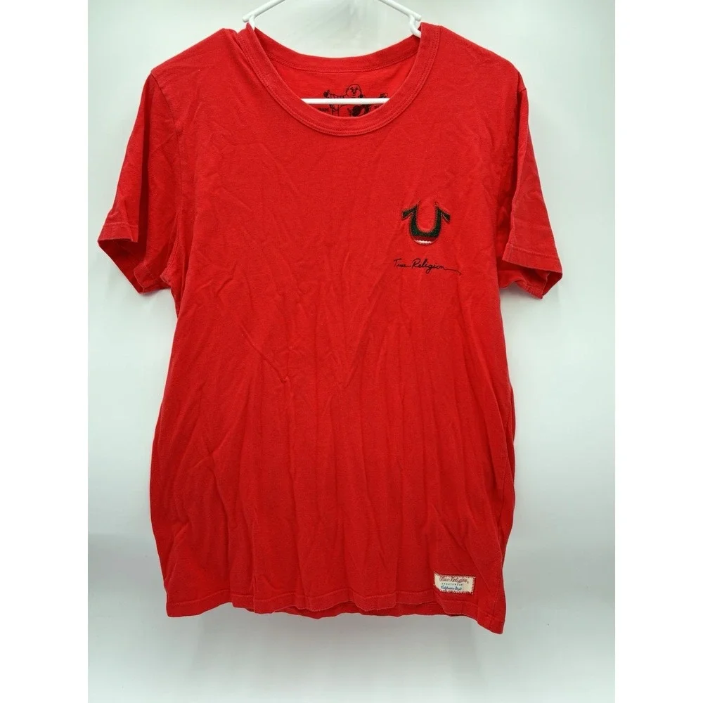 True Religion Red Logo Tee Shirt Men's Medium USA Y2K Streetwear Graphic